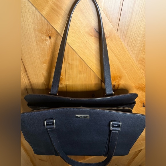 Kate Spade New York Black Crossgrain Leather Double Handles Satchel Shoulder Bag - Picture 2 of 7